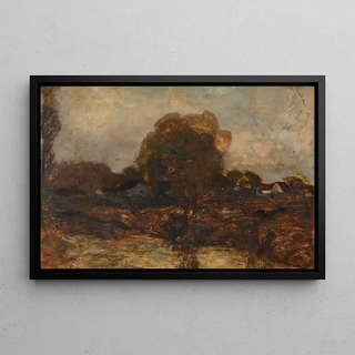 Adolf Hlzel - Flusslandschaft mit Dorf.webp