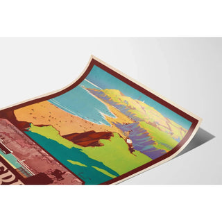 Affiche Carteret vintage – Plage de la Manche et traversée pour Jersey