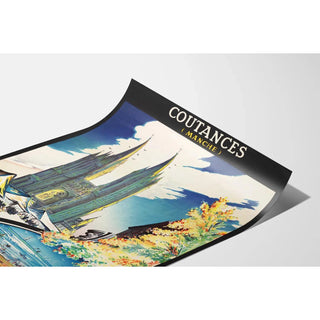 Affiche Coutances vintage – Cathédrale et marché