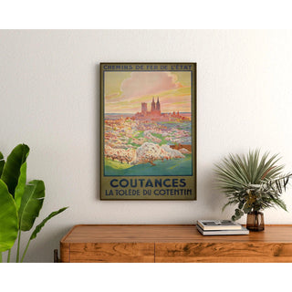 Affiche Coutances vintage – La Tolède du Cotentin en fleurs