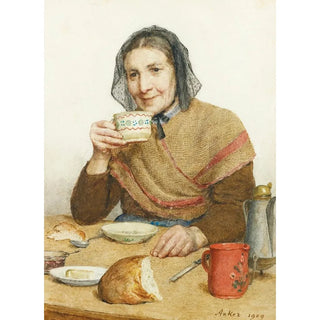 Albert Anker - Sitting Peasant Woman Holding A Cup In Her Hand.webp