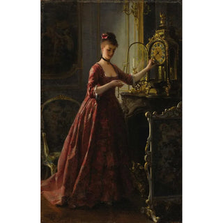 Alfred Stevens - Winding The Mantle Clock.webp