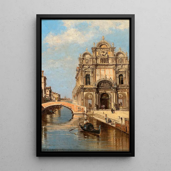 Venedig, Blick auf den Campo Santi Giovanni e Paolo - Antonietta Brandeis — gerahmtes Bild an der Wand