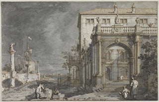Antonio Canaletto - Capriccio A Palace with a Courtyard by the Lagoon.webp