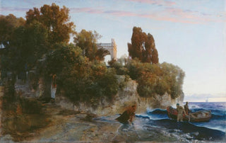 Arnold Bcklin - Castle by the sea murder in the castle garden.webp