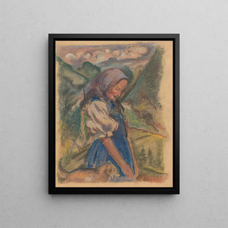 Arnold Peter WeiszKubnan - Girl with a Dog in a Landscape.webp