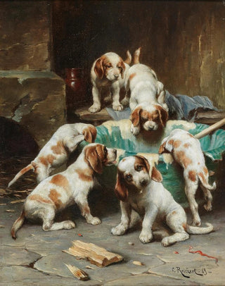 Carl Reichert - Beagle Puppies Feasting.webp