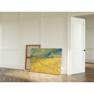 Champ de blé derrière l'hôpital Saint-Paul avec une faucheuse - Vincent van Gogh | Reproduction Tableau Décoration murale affiche copie