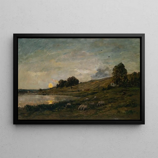 Charles Franois Daubigny - Troupeau de moutons au bord de la rivire.webp