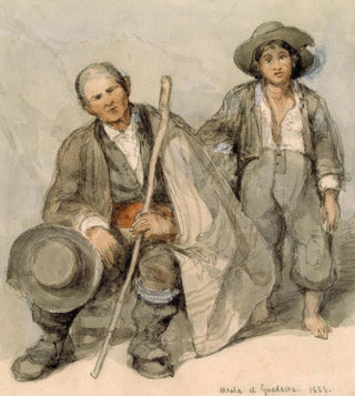 David Roberts - Study of Spanish Peasants at Alcal de Guadara.webp