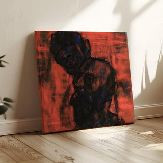 Des têtes sombres sur fond rouge - Christian Rohlfs | Reproduction Tableau Décoration murale affiche copie