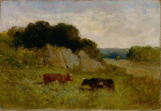 Edward Mitchell Bannister - Untitled landscape with two cows.webp