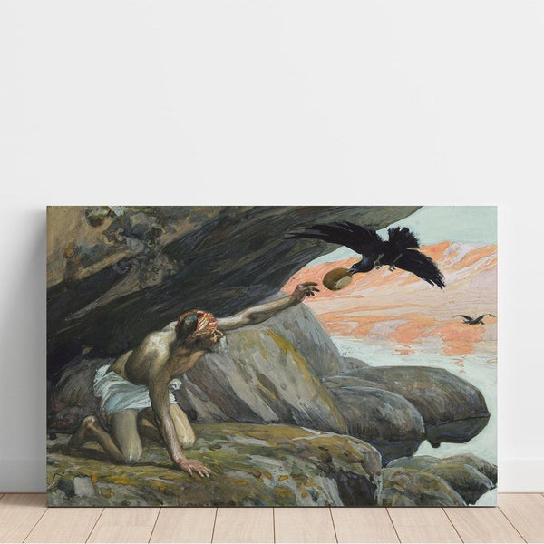 Reproduktion des Gemäldes James Tissot - Elie, ernährt von den Raben