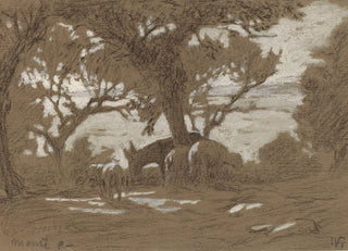 Elihu Vedder - Mt Colognola Sheep Grazing on Lake Trasimeno.webp