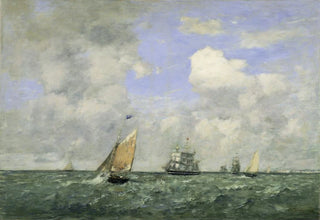 Eugne Boudin - Ships and Sailing Boats Leaving Le Havre.webp
