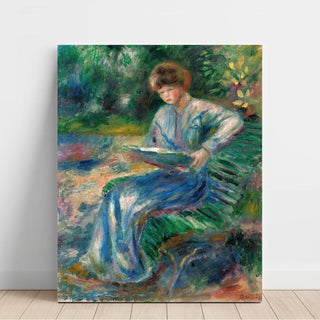 Femme Lisant sur un Banc - Pierre-Auguste Renoir | Reproduction Tableau Décoration murale affiche copie
