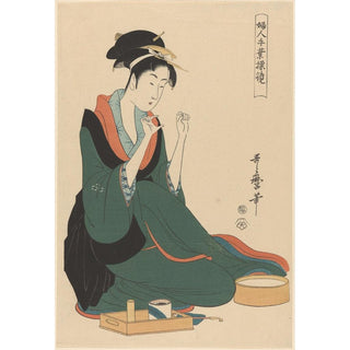 Femme avec du fil - Kitagawa Utamaro | Reproduction Tableau Décoration murale affiche copie
