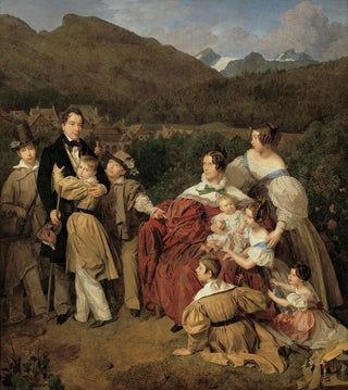 Ferdinand Georg Waldmller - Der Notar Dr Josef August Eltz mit seiner Gattin Caroline geb Schaumburg und den acht Kindern in Ischl.webp