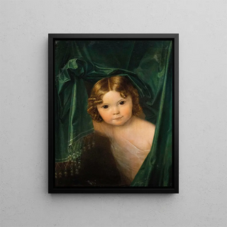 Ferdinand Georg Waldmller - Mdchen unter grnem Vorhang.webp