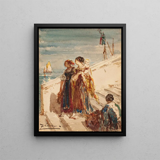 Flix Ziem - Jeunes femmes sur le pont de la Paille Venise.webp