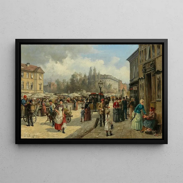 Vue du Naschmarkt à Vienne - Franz von Persoglia — gerahmtes Bild an der Wand