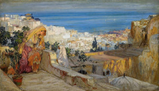 Frederick Arthur Bridgman - Arab Women On A Rooftop Algiers Beyond.webp
