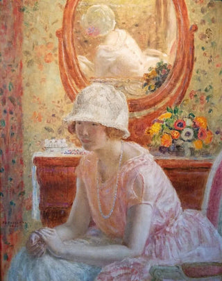 Frederick Carl Frieseke - Young Girl Before a Mirror in a Pink Dress.webp