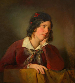 Friedrich von Amerling - Antonie Amerling mit aufgesttztem Kopf 1 Gattin des Knstlers.webp