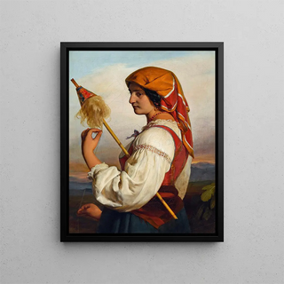 Friedrich von Amerling - Italienerin Chiaruccia Mit Spinnrocken.webp