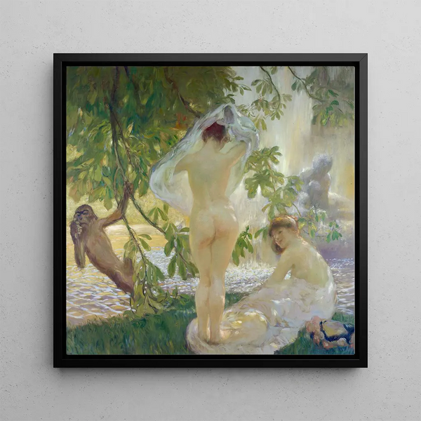 Die ausgezogene Hemd der Badenden - Gaston La Touche — gerahmtes Bild an der Wand