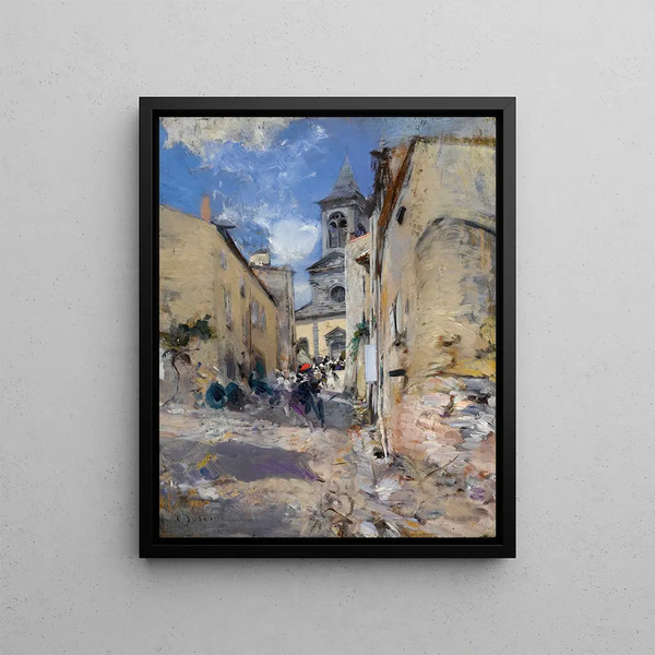 Kirche auf dem Land - Giovanni Boldini — gerahmtes Bild an der Wand