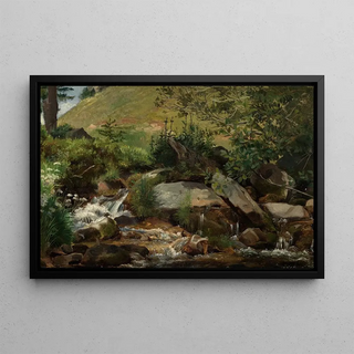 Hans Thoma - Wiesenbach mit Gebsch und Grsern.webp