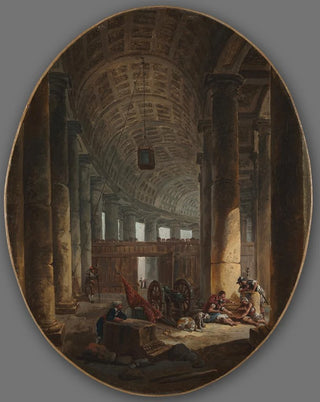 Hubert Robert - The Colonnade of St Peters Rome during the Conclave.webp
