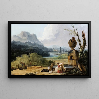 Hubert Robert - Washerwoman In A Landscape.webp