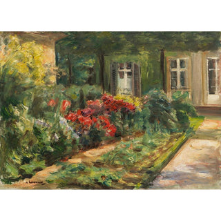 Jardin de Wannsee - Maison avec des plantes rouges - Max Liebermann | Reproduction Tableau Décoration murale affiche copie