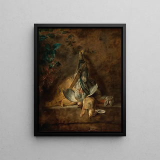 Jean Simon Chardin - A Still Life Two Rabbits a Grey Partridge Game Bag and a Powder Flask.webp