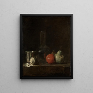Jean Simon Chardin - Still life with glass bottle and fruits.webp