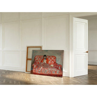 Jeune Fille Cousant sur un Canapé - Henri Lebasque | Reproduction Tableau Décoration murale affiche copie