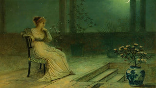 John Atkinson Grimshaw - A Classical Maiden Seated On A Terrace By Moonlight.webp