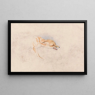 John Frederick Lewis - Study of a Crouching Fox Facing Right.webp