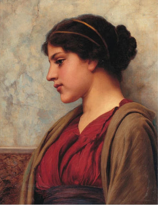 John William Godward - A Classical Beauty Faraway Thoughts.webp