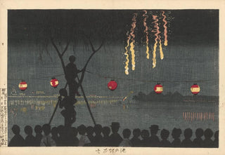 Kobayashi Kiyochika - Fireworks At Ikenohata.webp