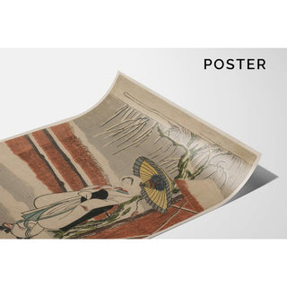 La jeune fille au héron debout sous un saule - Suzuki Harunobu | Reproduction Tableau Décoration murale affiche copie