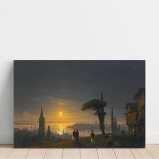 La tour de Galata au clair de lune - Ivan Konstantinovich Aivazovsky | Reproduction Tableau Décoration murale affiche copie