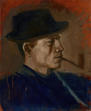 Ladislav Mednynszky - Man in Blue Smoking.webp