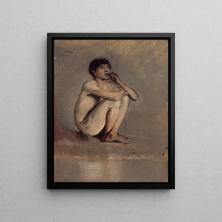 Ladislav Mednynszky - Study of a Seated Nude of a Young Man.webp