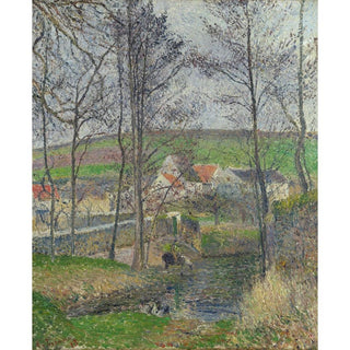Les rives de la Viosne à Osny par temps gris, en hiver - Camille Pissarro | Reproduction Tableau Décoration murale affiche copie