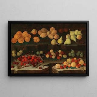 Lombard School - Apricots pears cherries and plums on a ledge.webp