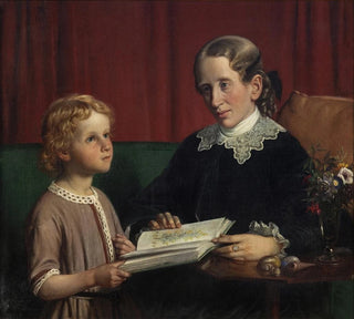 Mademoiselle Annette Hage 1814-1857 montre à son neveu Hother Hage 1849-1904 un livre sur les plantes - Wilhelm Marstrand