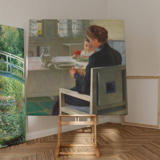 Mère et enfant à table Au petit-déjeuner - Carl Moll | Reproduction Tableau Décoration murale affiche copie